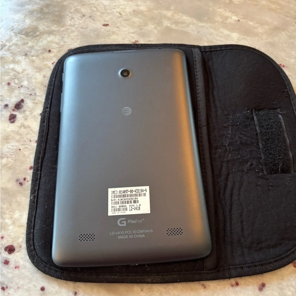 LG Black Tablet with Black Protective Sleeve